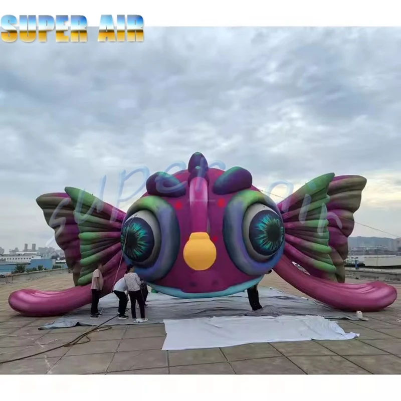 Beliebte riesige Bühnendekoration im Freien, aufblasbarer bunter Fisch für Musikfestival-Konntivität