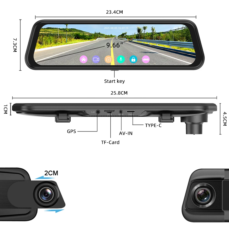 4K+2.5K Touch Screen Rearview Mirror Optional Dual Driving Recorder WiFi GPS Dashcam WDR Night Vision Cars 24 Parking Monitors view 6
