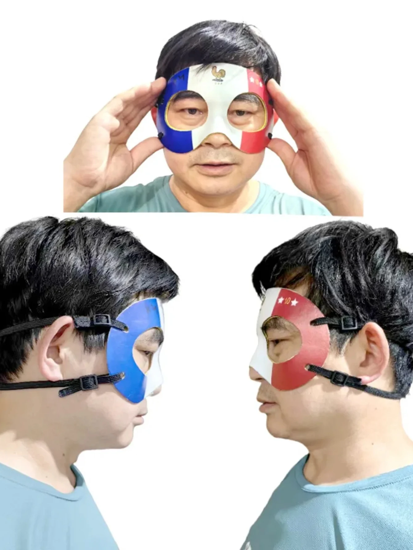 

K.M 10 Rooster Mask PVC Facial Masks for Men The French Flag Sports Protective Football Stars with The Same Model Parties Toys