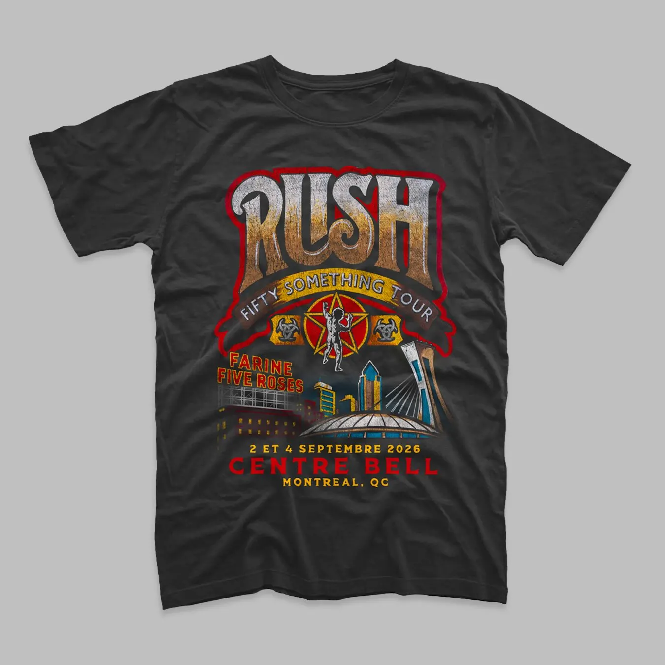 Vintage Rush Band Tour T Shirt Men Fifty Something Tour 2026 Graphic Tees Montreal Centre Bell Concert Merch Tops T-Shirt Ins
