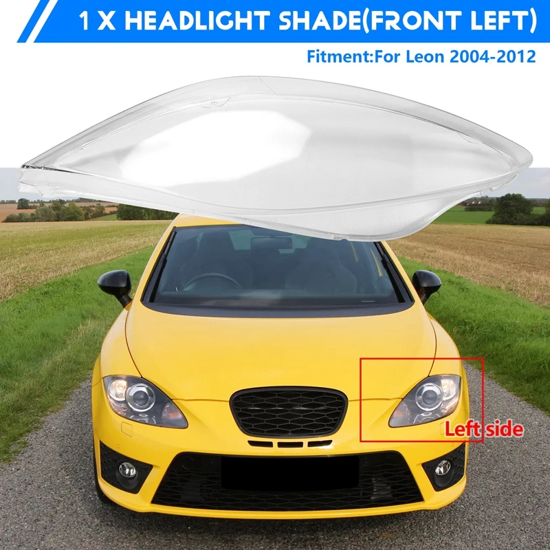 

For Seat Leon 2004-2012 Car Headlight Lens Shell Headlamp Cover Plexiglass Lamp Shade Transparent Lampshade Housing