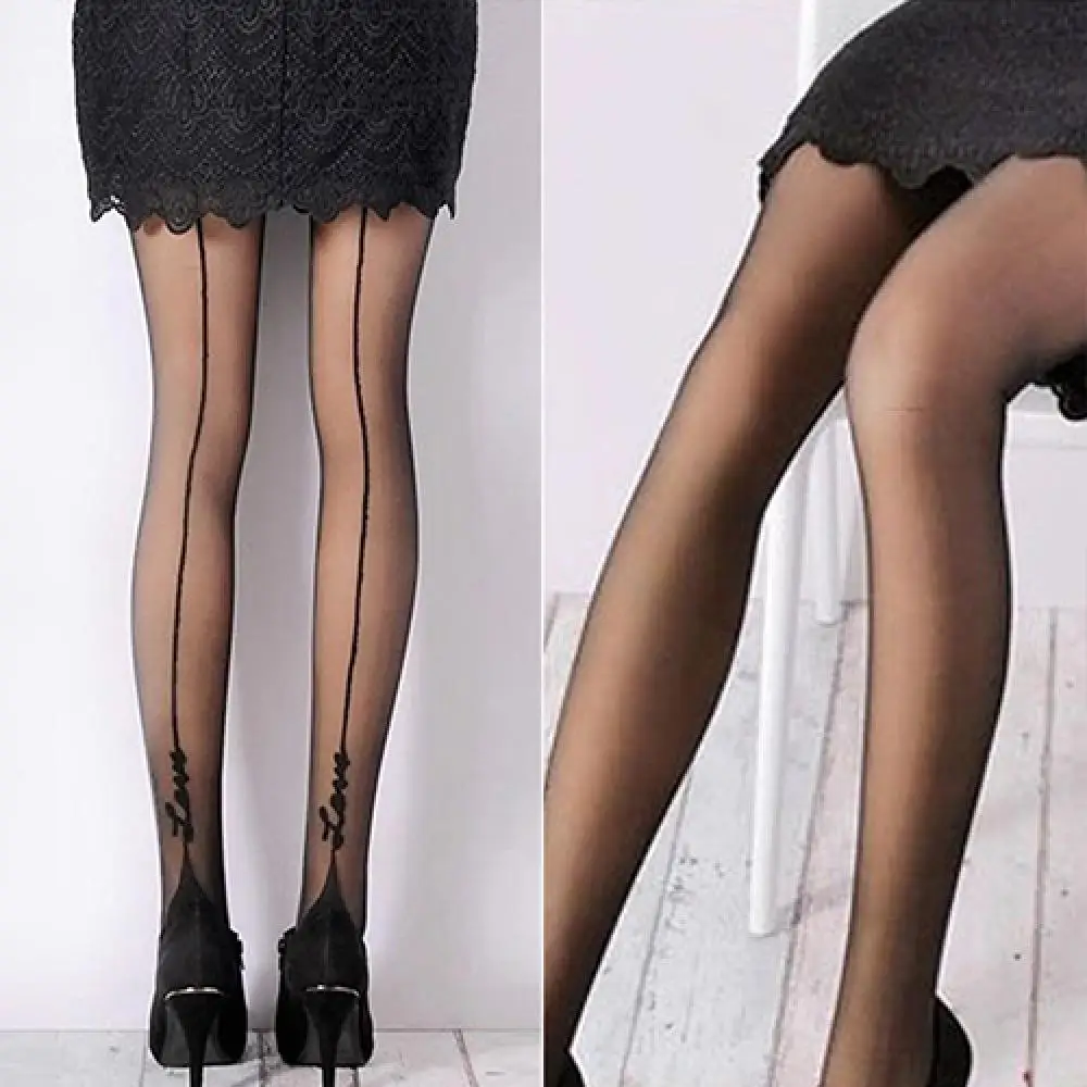 Rajstopy Plus Size Kobiety Seksowny angielski list miłosny Tatuaż Żakardowe legginsy Rajstopy Pończochy