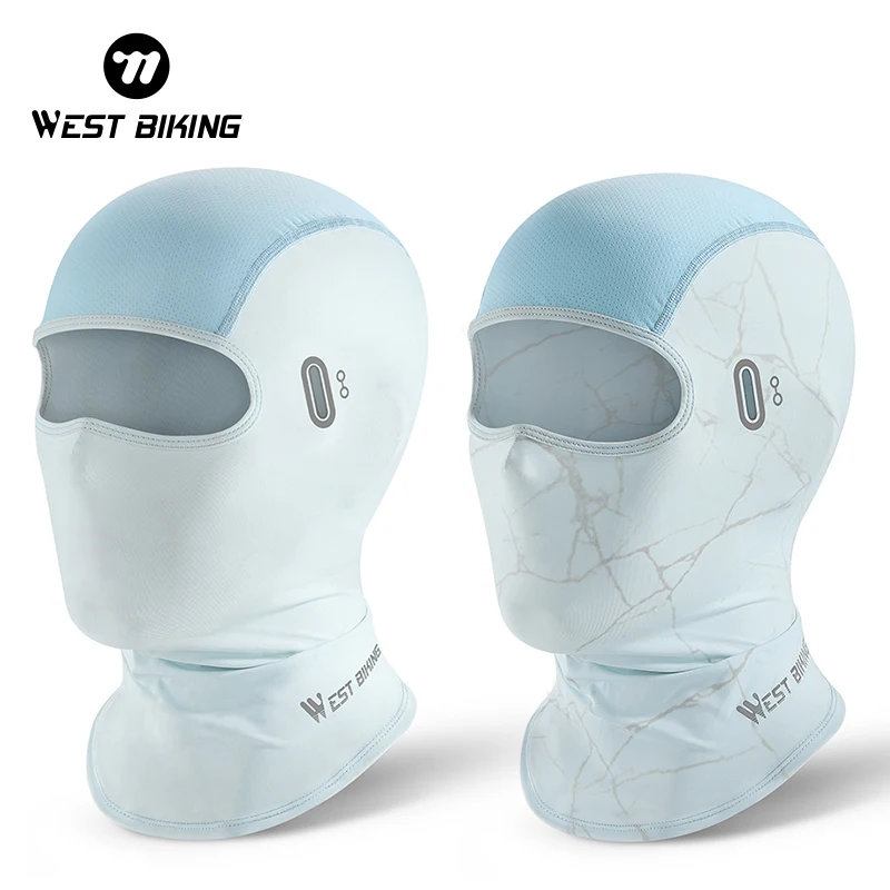 WEST BIKING Summer Breathable Cycling Caps UV Photochromic Pattern UPF 50+ Sun Protection Ice Silk Balaclava Cooling Sport Gear