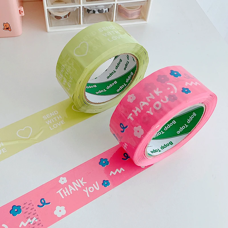 Customized productCustom packaging color thank you tape bopp packing tape jumbo roll