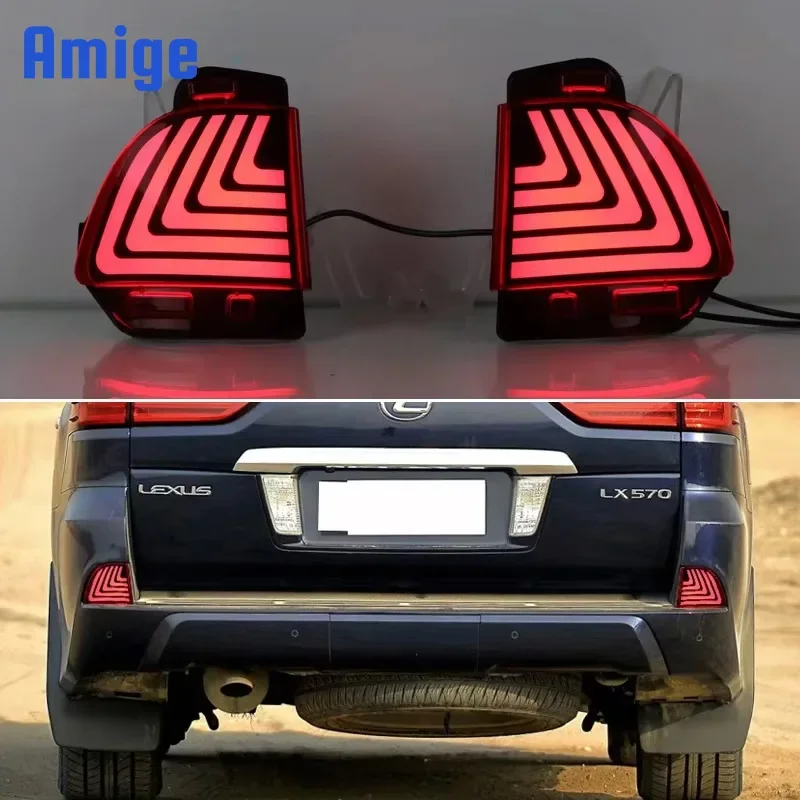 Lampu Bumper belakang LED mobil 12V, untuk Lexus LX570 2016-2019 lampu kabut, indikator reflektor sinyal belok