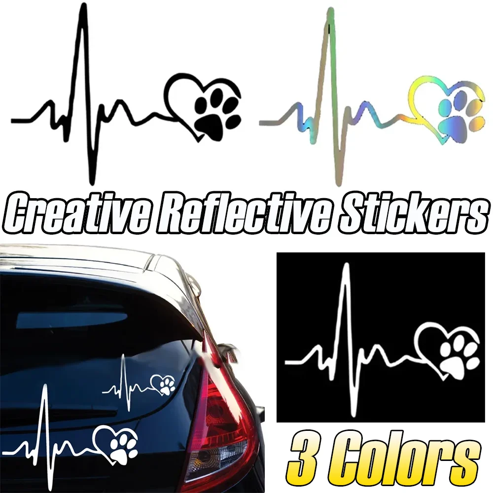 

1PC New Self-adhesive Reflective Decals Generic Fashionable Waterproof PVC Heartbeat Animal Claws Stickers Auto Accessories