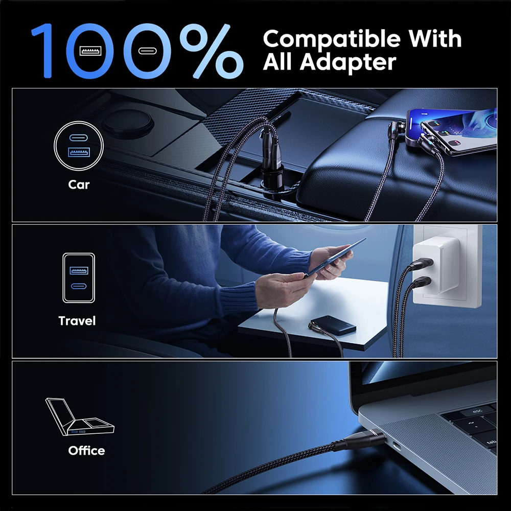 AUFU-Câble magnétique USB Type C vers USB C 100W/5A PD, charge rapide, cordon de chargeur pour Macbook, Xiaomi, Samsung