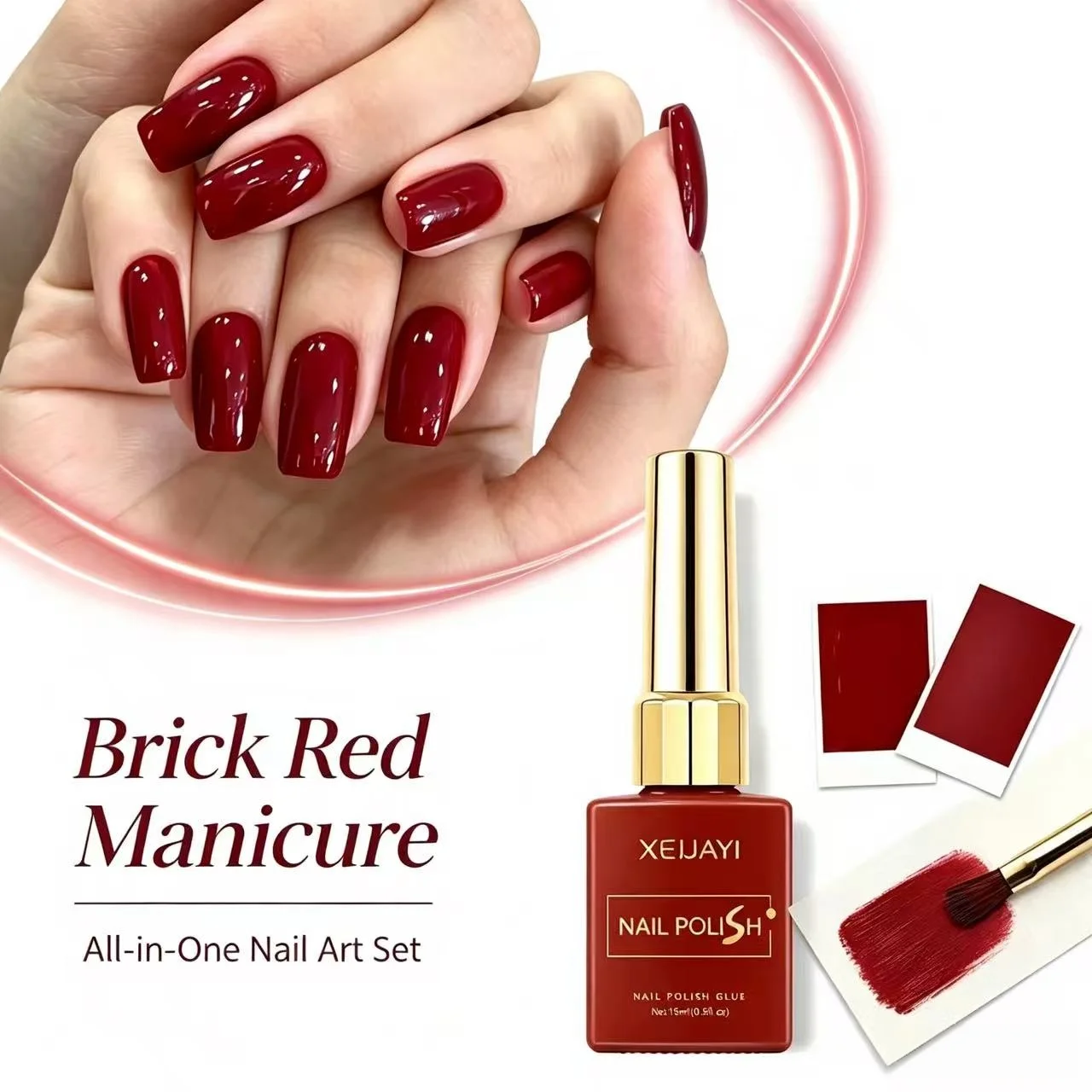 XEIJAYI 15ml Brick Red Gel Nail Polish Soak Off UV LED Nail Varnish Glossy Matte Two Effect Manicure Nail Art Salon Home DIY