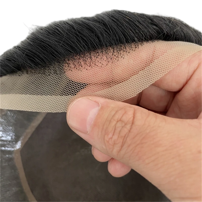 6 pouces postiches de cheveux humains vierges malaisiens 8x10 # 1 unité de dentelle avant de toupet mono Hollywood ondulé de couleur noir de jais 32 mm pour hommes