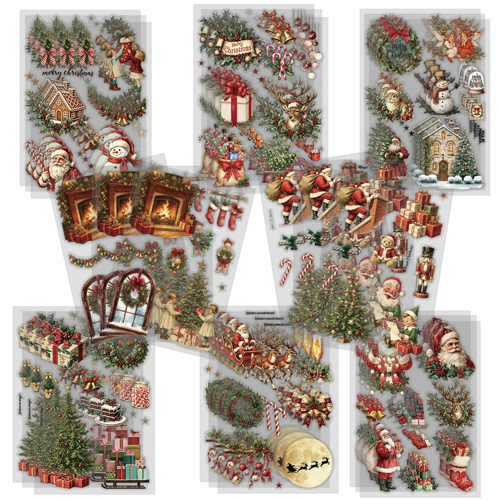 50PCS Creative Retro Christmas Print Stickers Streetwear Vinyl Laptop Luggage Skateboarding Waterproof Fridge DIY Craft Sticker