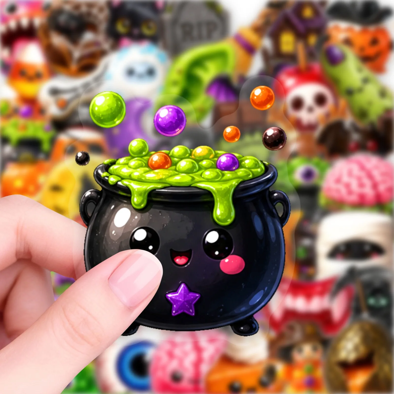 10/30/50Pcs Kawaii Cartoon Halloween Spooky Stickers Cute Monster Pumpkin Decals for Journal Luggage Phone Case DIY Decor