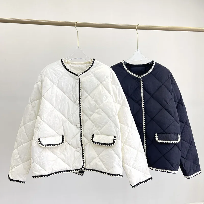 Winter Autumn Women Down Girl Designer 90% White Duck Down Short Coat Puffer Diamond embroidery Pockets Jacket Slim Outwear