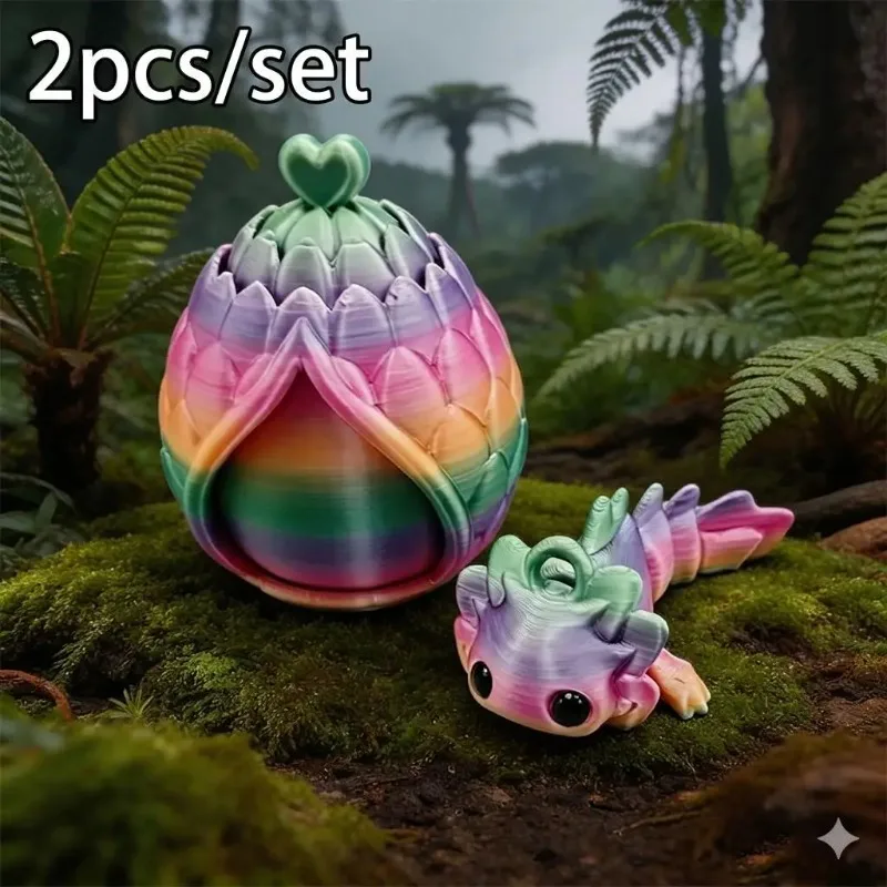 3D Printed Salamander Figures Set Multi-Joint Movable Simulation Eyes Axolotl and Cute Pineapple House for Kids Christmas Gifts