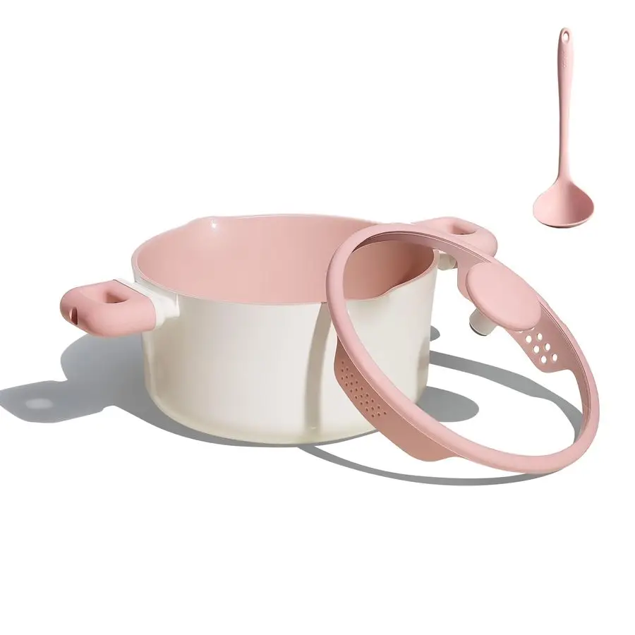 7QT Nonstick Stock Pot with Lid, Ceramic Casserole with Ladle, Nontoxic Kitchen Soup Pot, Big Cooking Pots PFAS and PFOA Free