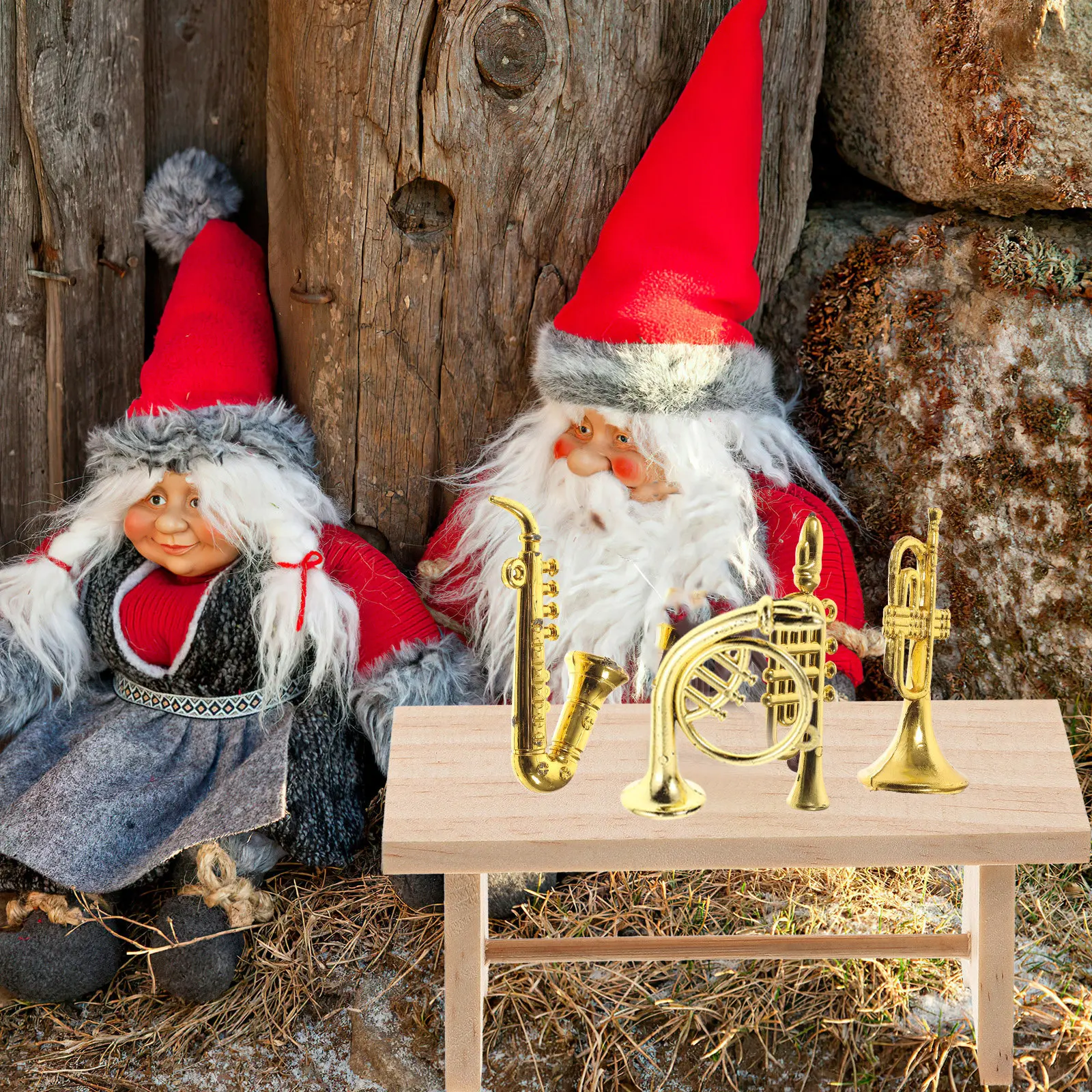 6Pcs Miniature Plastic Musical Instruments Set Mini House Decoration Accessories Christmas Tree Hanging Ornaments