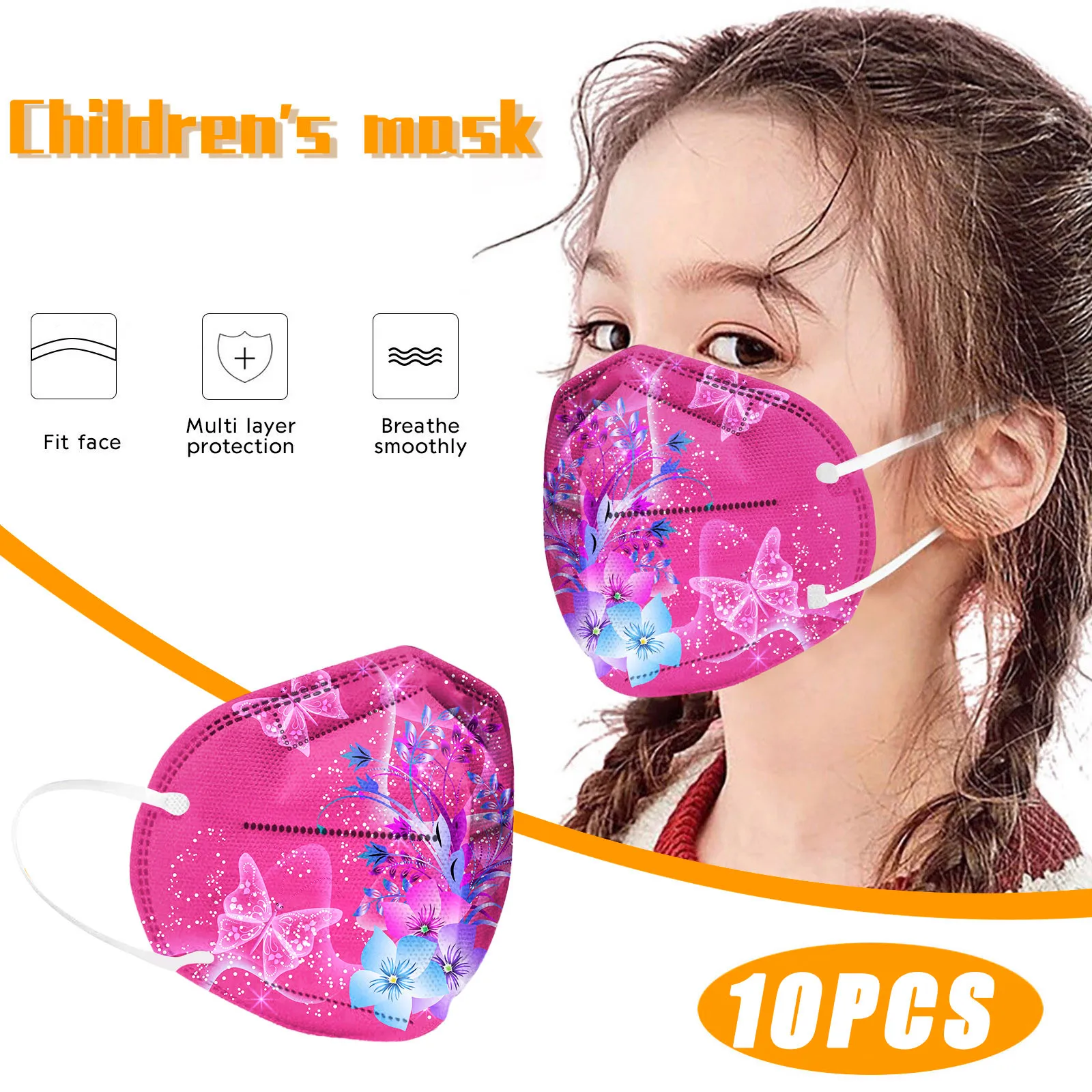 

Disposable Protective Mouth Nose Mask 50pcs Children'S 3d Stereo Mask Rainbow Print Cartoon Daily Protection Practical Portable