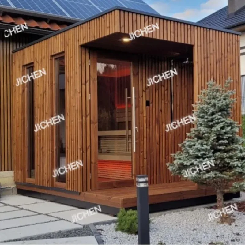 XQCedar Sauna 4 أشخاص غرفة ساونا المقصورة عناصر يتم شحنها حديثًا.