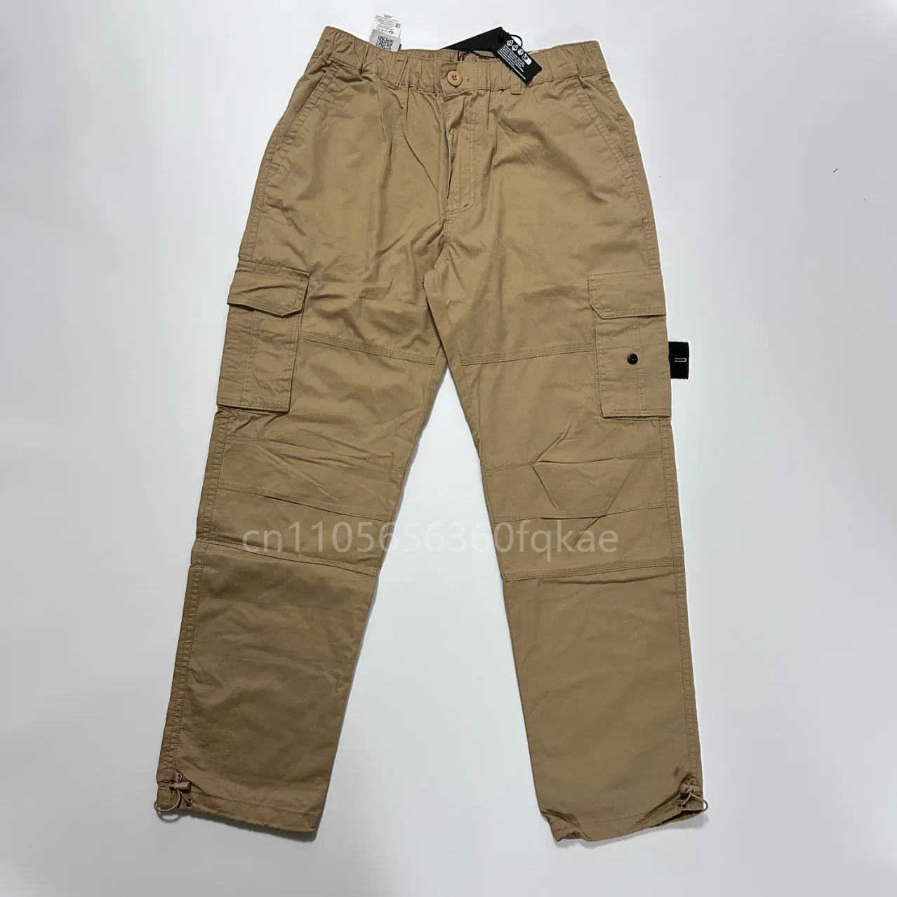 2026 Compass Rose Button Patch Badge Italian Luxury Brand Style 3 Labels Men's Multi-Pocket Straight Leg Cotton Cargo Pants view 2