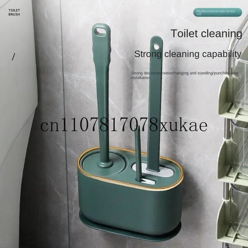 

Toilet Brush Silicone Free Wall Mounted Multi-functional Three Piece Cleaning Tools with Bracket Home Bathroom Accessories Sets
