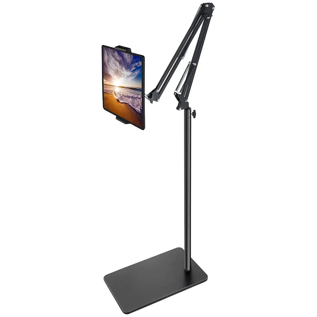 tablet-floor-stand-with-double-weight-base-adjustable-overhead-arm-for-ipad-galaxy-tab-phone-switch
