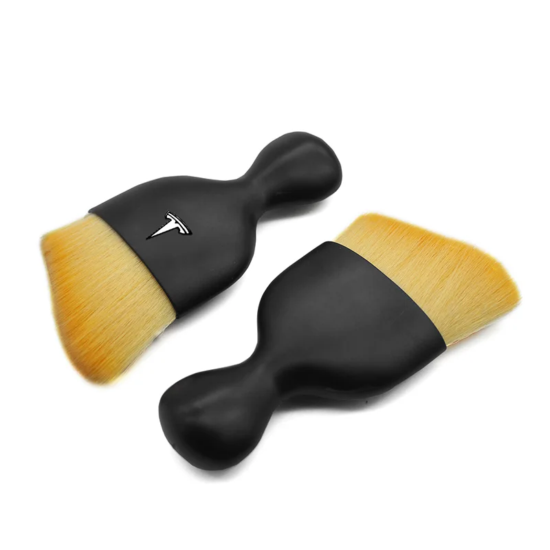 For Tesla Model Y Model X Model S Model 3 Logo Badge Auto Emblem Interior Cleaning Soft Brush Dust Remover Tool Car Accessories