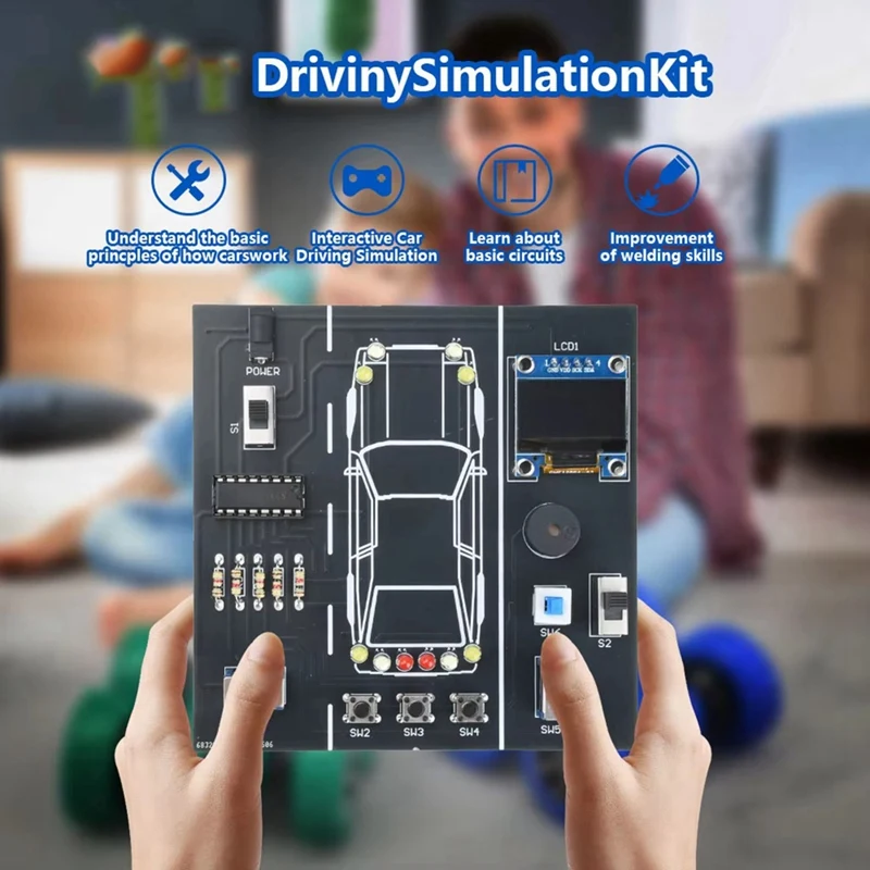 DIY Soldering Practice Kit Car Driving Simulator Electronic Project for Students Welding Practice with DIY Parts