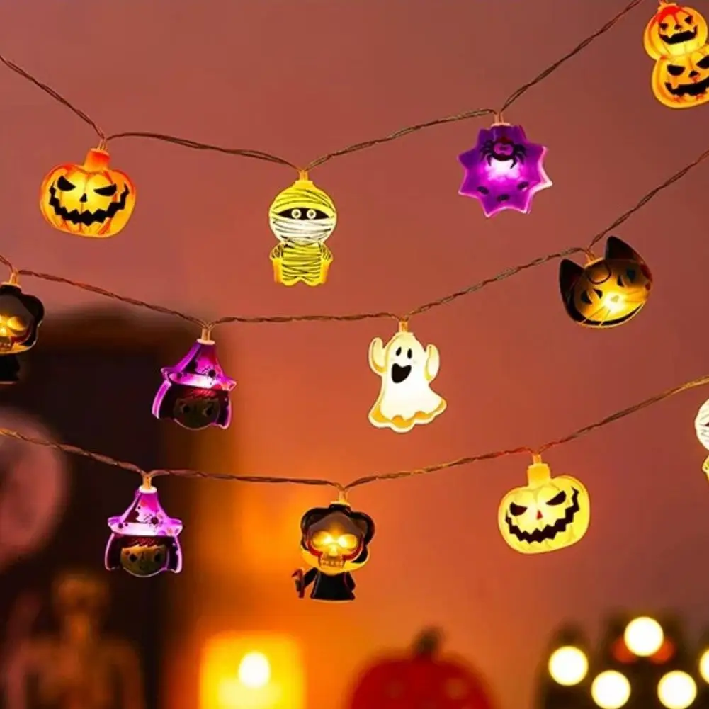 1.5M10LED/3M20LED Halloween Battery Box 8-Element Light String Ghost Pumpkin Spider Mummy Skeleton Fairy Lights For Halloween