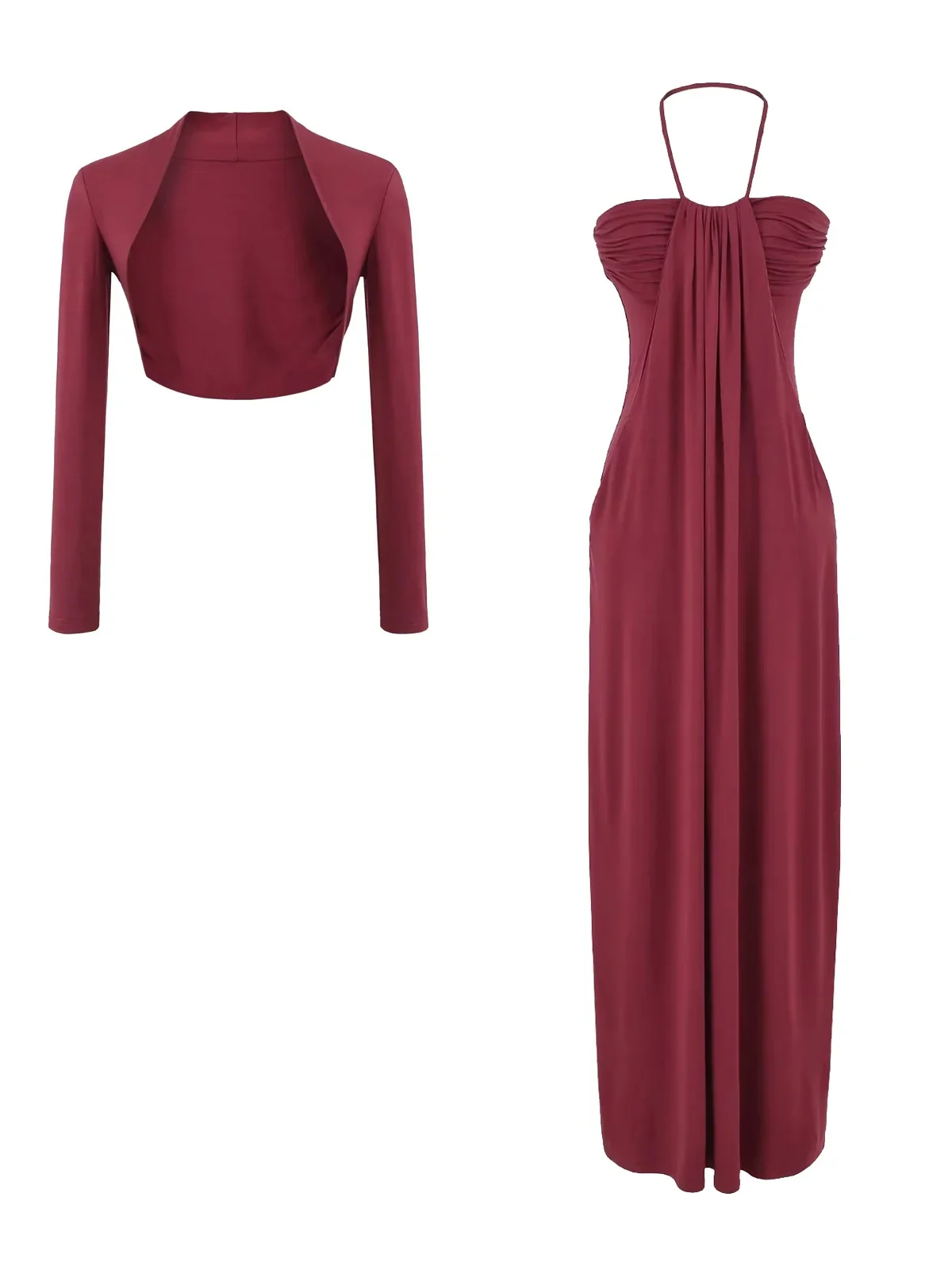 Sexy Wind-Borne Waist-Cinching Off-oulder Dr Women's Sun-Protective awl Two-Piece Set Cotton Blend Gauze Fabric