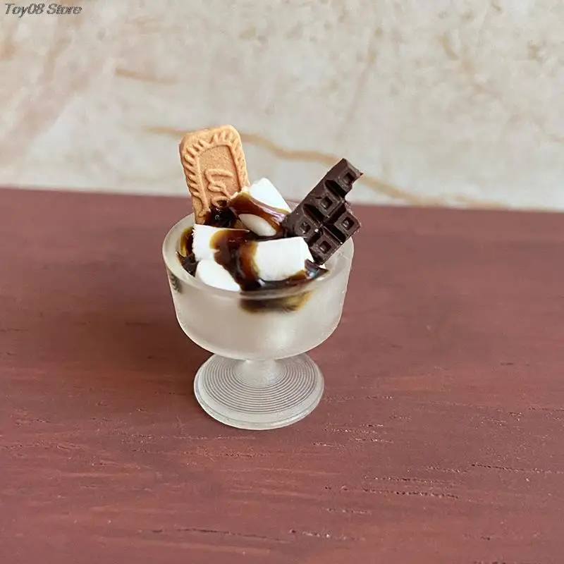 1PC Miniature Dollhouse Dessert Chocolate Biscuit Cotton Candy Cup Pretend Play Kitchen For Kids Toy Accessories