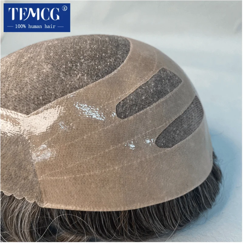 Bond Mono & Pu Front And NPU Back More Durable For Male Hair Prosthesis 100% Natural Human Hair Toupee Men Wig Exhuast Systems