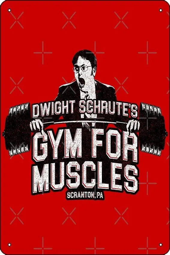 Dwight Schrute's Gym For Muscles Print Metal Sign Decor - 8 x 12inch Bar Pub Garage Man Cave Wall Art