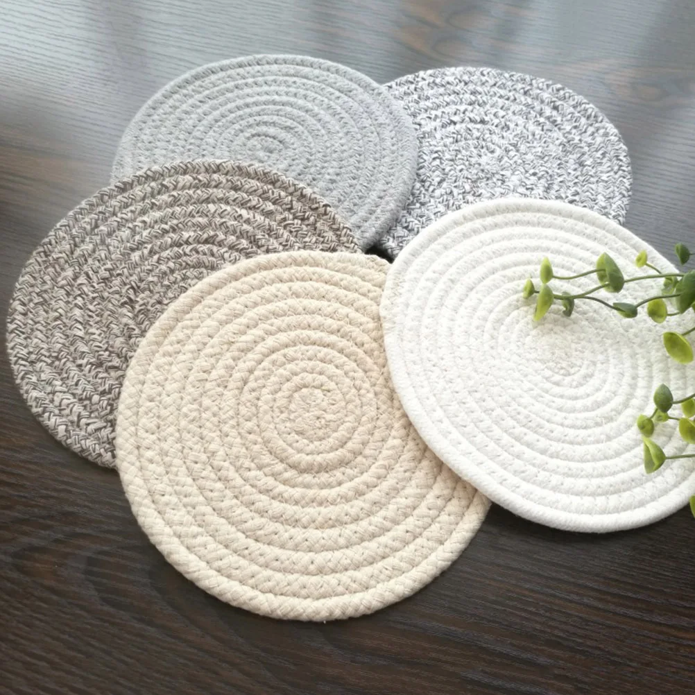 

4pcs Cotton Linen Placemats Round Braided Woven Heat Resistant Non-Slip Table Protection For Home Outdoor Use Gift Idea Woven