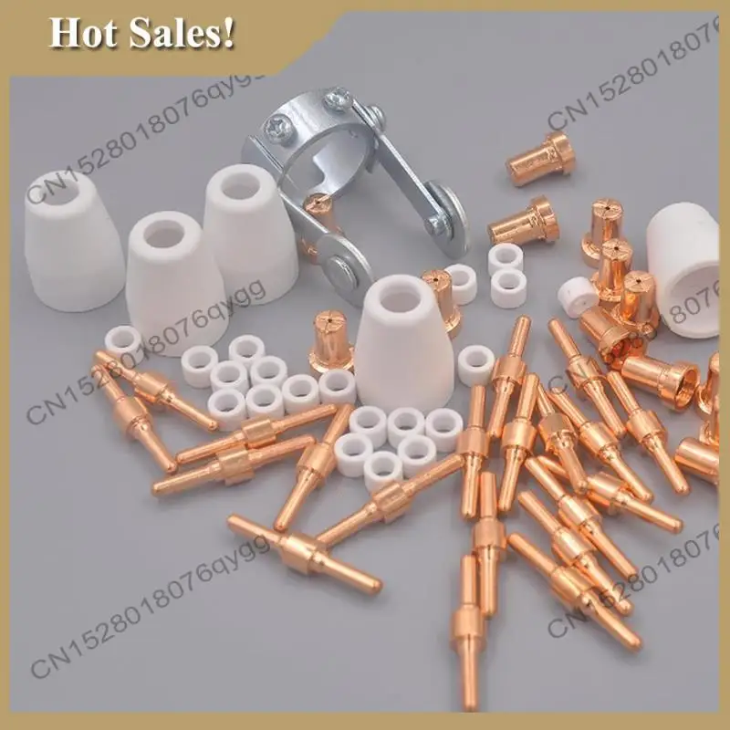 -ABGQ 61Pcs PT31 Plasma Cutting Consumables Kit With PT-31 Roller Guides Fits CUT-40 CUT-45 CUT-50D JG-40 CT-312 Nozzle Electrod