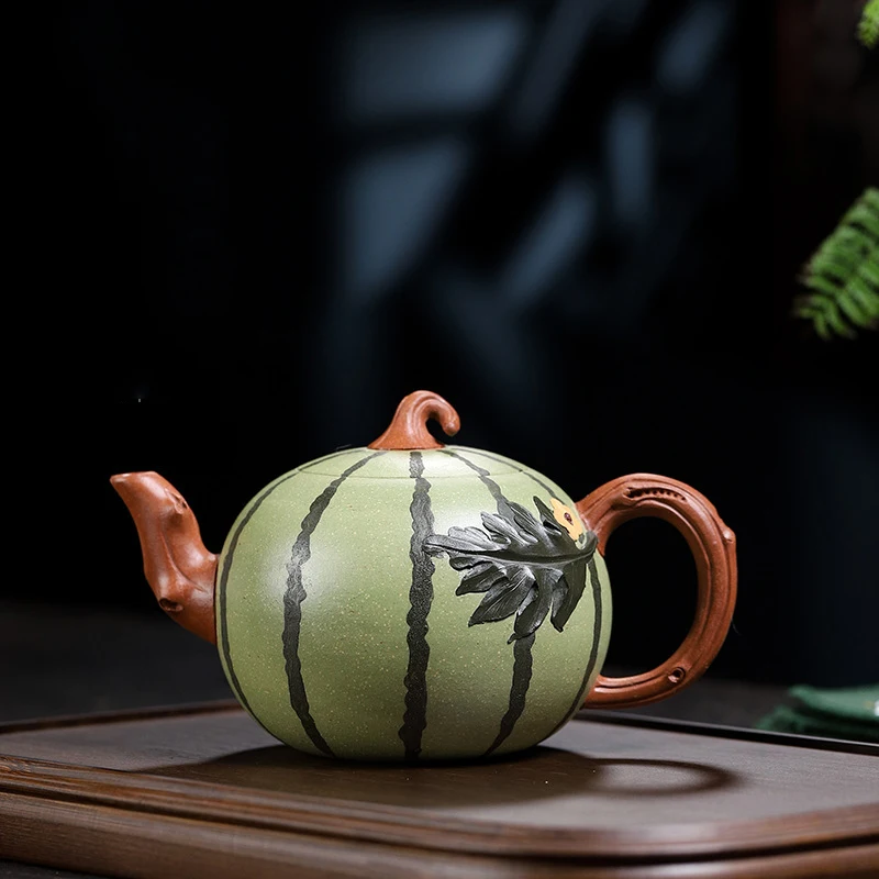 

Креативный керамический чайник в форме арбуза, керамический чайник ручной работы, простой керамический чайный сервиз, изысканный подарок