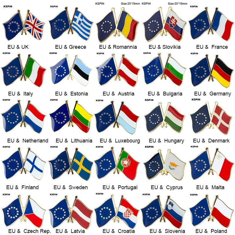 European Union Friendship Natinal Lapel Pins Flag Lapel Pins Country Flag Badge Flag Badge Brooch