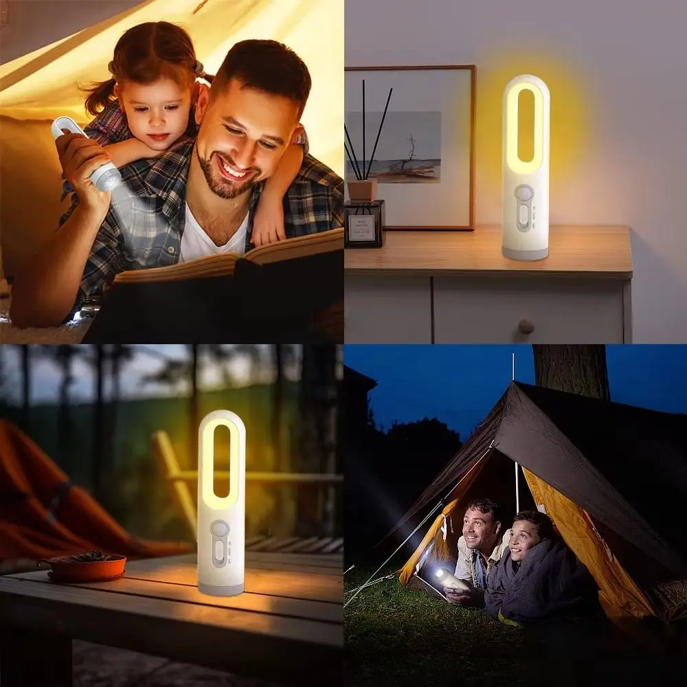 Lampada da comodino portatile 2 in 1 con sensore di movimento a luce LED ricaricabile, lanterna, lampada da comodino impermeabile ad alta luminosità per l'alimentazione del bambino
