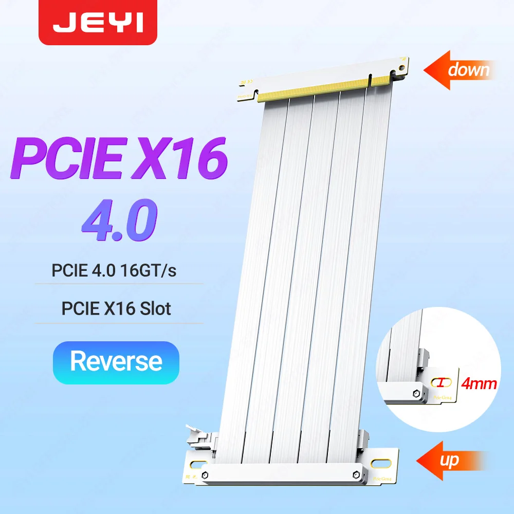 JEYI PCIe 4.0 X16 Verlengkabel (16GT/s) GPU Riser voor RTX 4090/4080 & RX 7900 XTX, Mining Rig/Verticale Montage, 20/30/60cm Opti