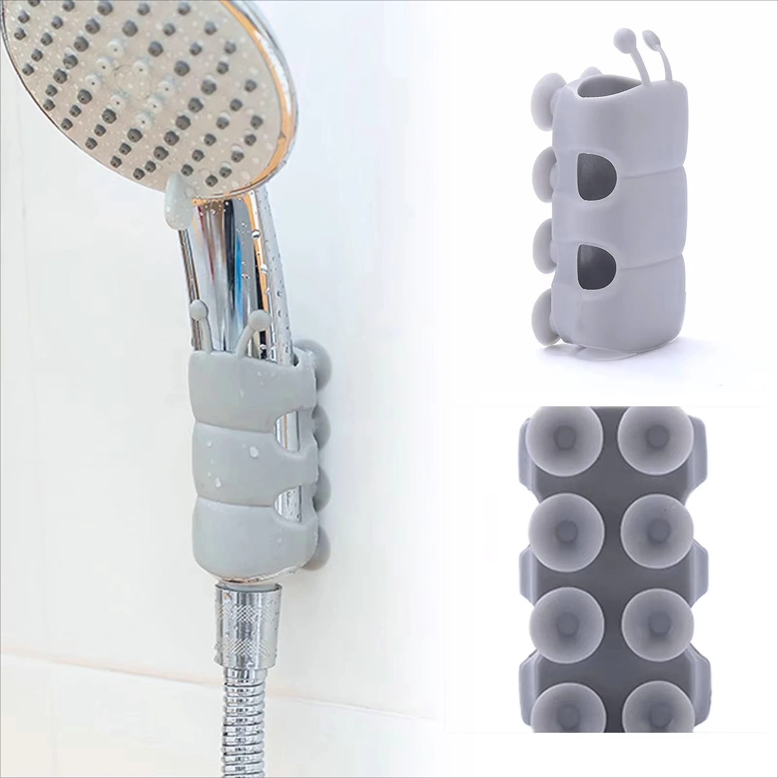 1pc Shower Head Holder Suction Cup, Self-Adhesive Elastic Soft Bracket, Wall Mounted Reusable Shower Replacement for Bathroom