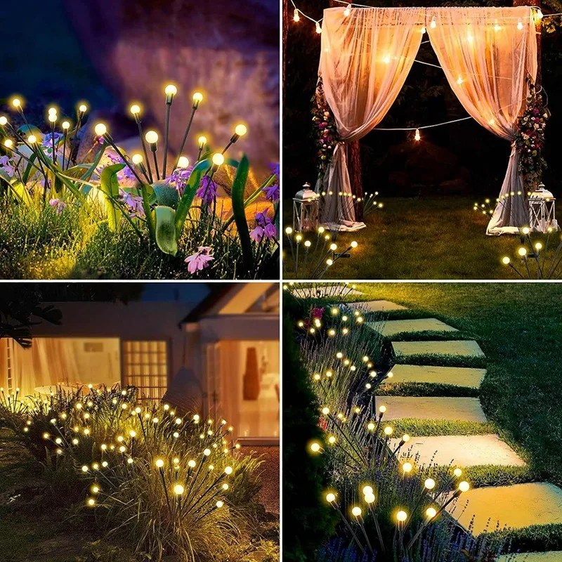 2 Pack 12 LED Solar Lights Outdoor Waterproof Lights New Upgraded Firefly Pathway Lights Sway By Wind For Outside Yard