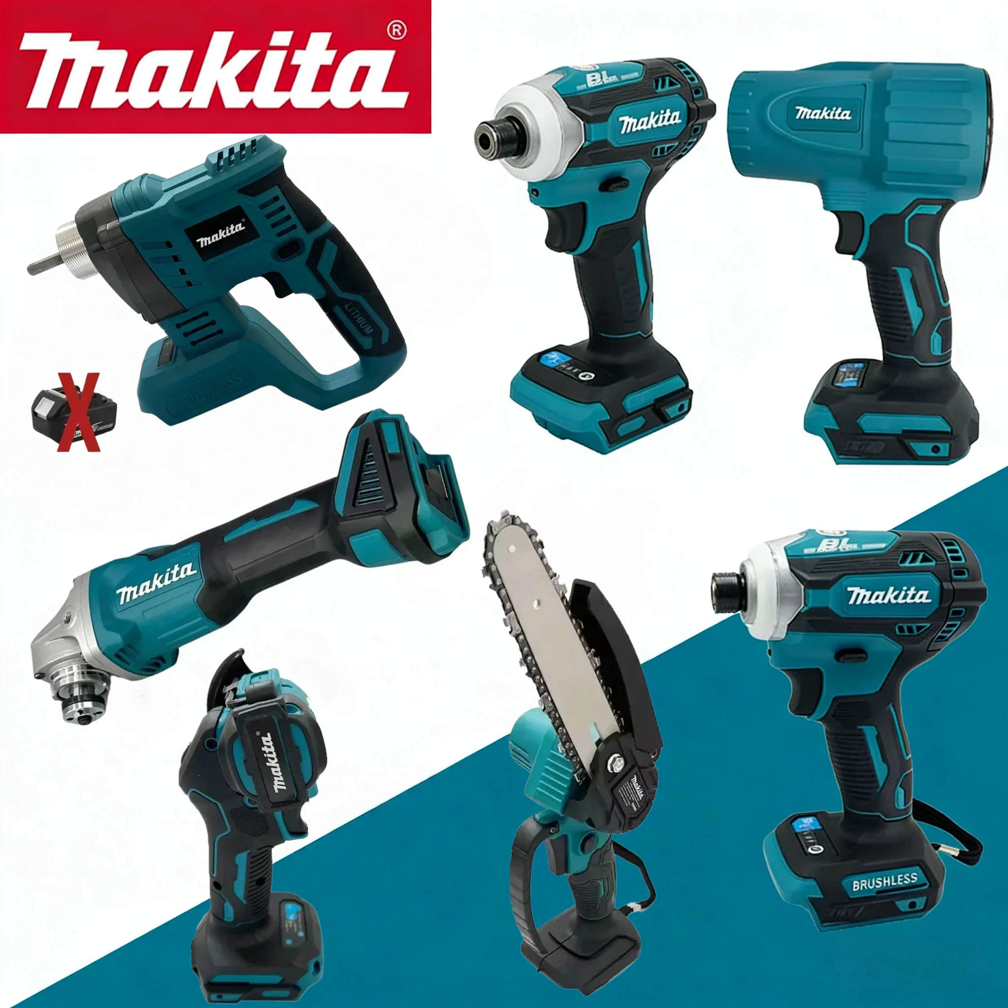 

Makita Power For Makita Battery Brushless Electric Impact Hammer Drill Angle Grinder Electric Circular Saw Combo Kits