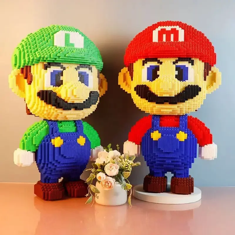 Super Mario-rompecabezas de bloques grandes para niños, juguete de ensamblaje, rompecabezas 3D, regalo de cumpleaños, decoración de escritorio