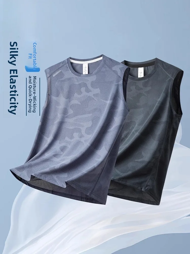 

Летняя мужская майка Pierre Cardin из ледяного шелка, быстросохнущая, тонкая, для баскетбола, фитнеса, спорта, без рукавов, с подплечниками