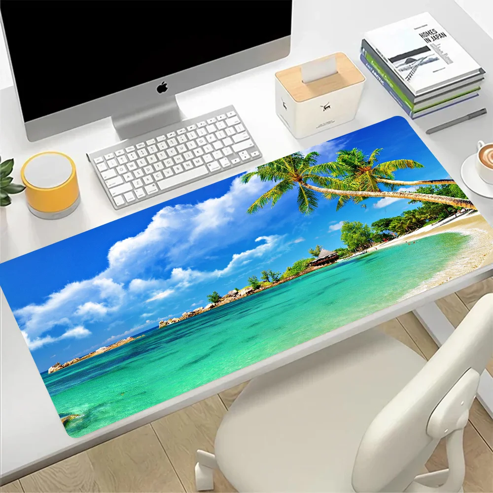 Palm Tree Beach Blue Sky Cloud Large Mouse Pad Gaming Mousepad PC Gamer Computer Office Mouse Mat Laptop Keyboard Mat Desk Pad