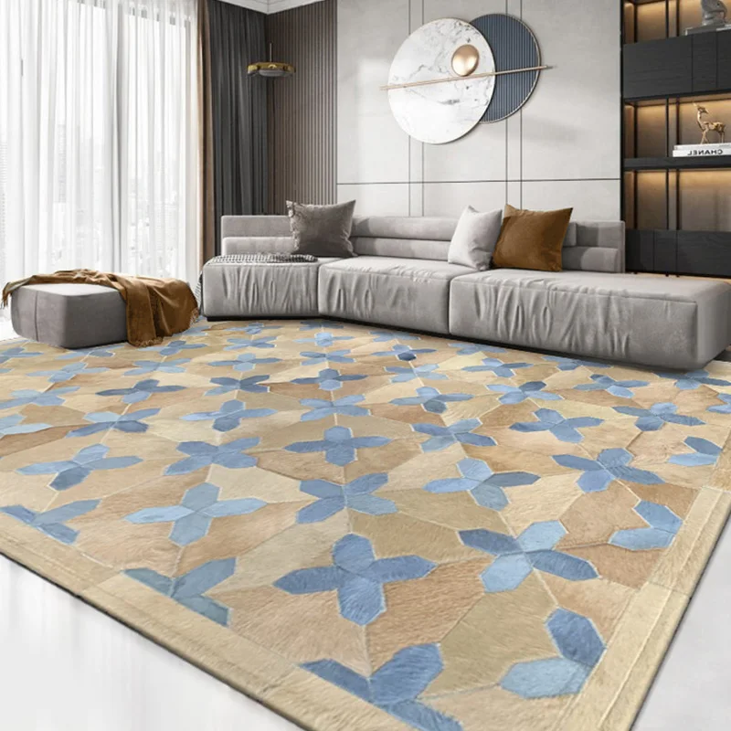 

Simple Creative Carpet Handmade Real Cowhide Home Rug Modern Nordic Carpet Living Room Sofa Coffee Table Floor Area Mat