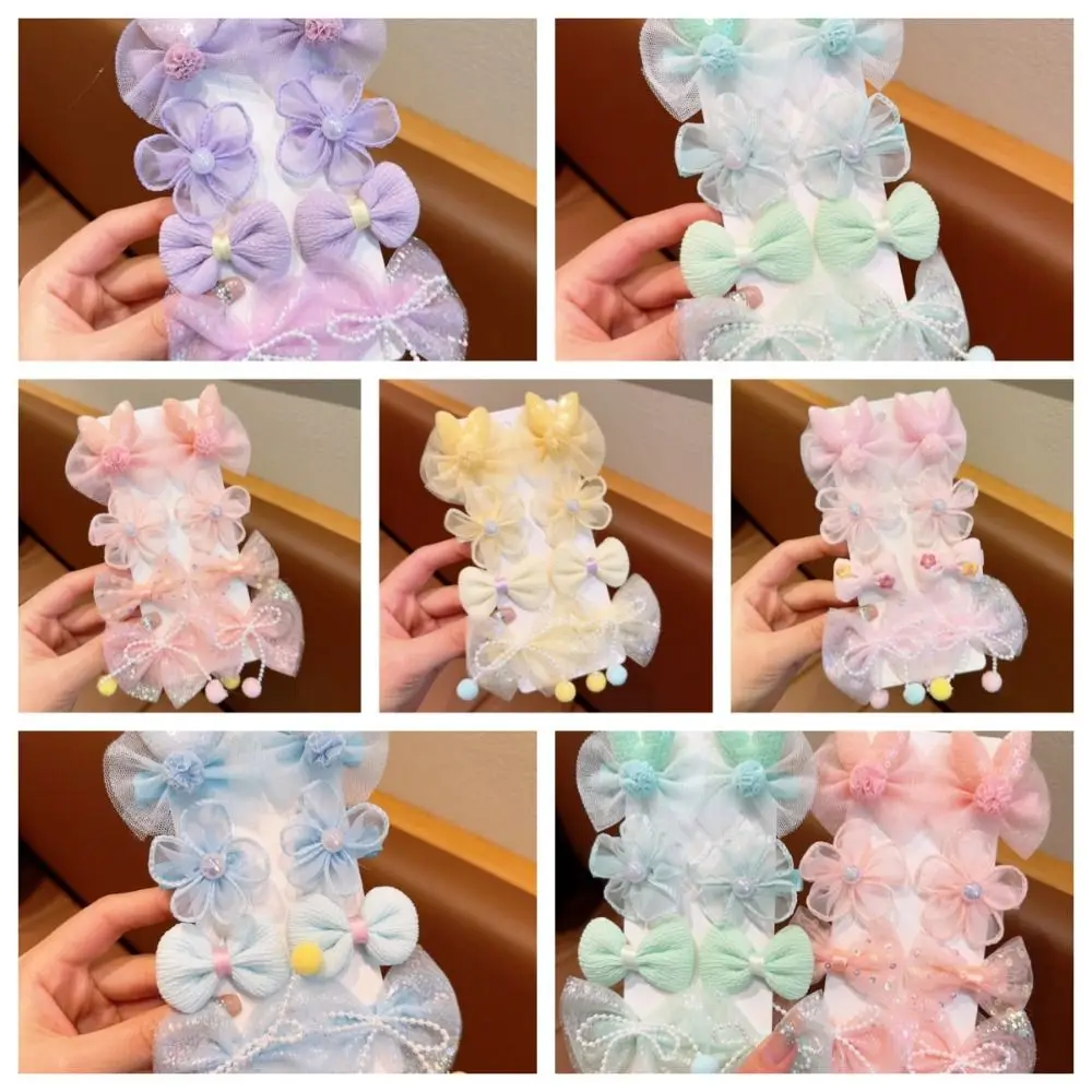 Japanese Kawaii Cute Barrettes Set Candy Color Duckbill Clip Bow BB Clip Korean Style Hairpin Flower Hair Clip Hair Styling Tool