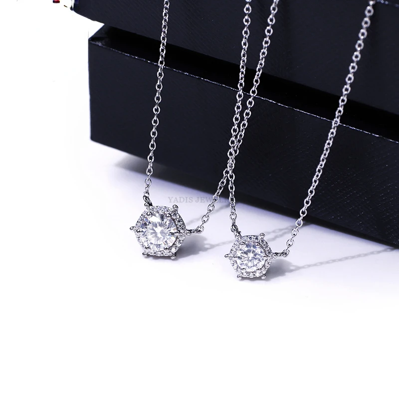 Yadis fashion jewelry snowflower 18k white gold plated 925 sliver vvs moissanite necklaces for women