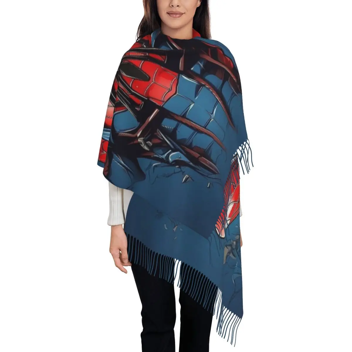 

Custom Print Spider Man Cartoon Superhero Scarf Women Men Winter Fall Warm Scarves Shawl Wrap