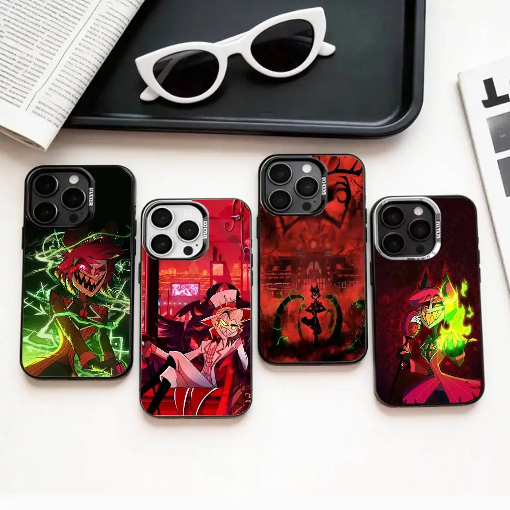 

COOL H-HazbinS H-Hotels A-AlastorS Phone Case For iPhone17,16,15,14,13,12,11 Plus,Pro Max Colored Silver Plated Inside Cover