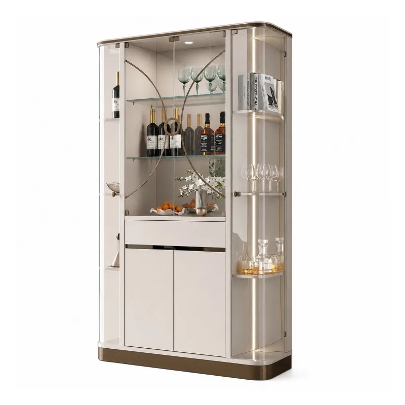 Italian light luxury high-end glass wine cabinet, living room home wall display cabinet