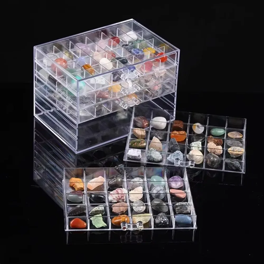 

72 Grids Fossil Storage Box Transparent Fragments Display Container Natural Mineral Crystal Gemstone Organizer